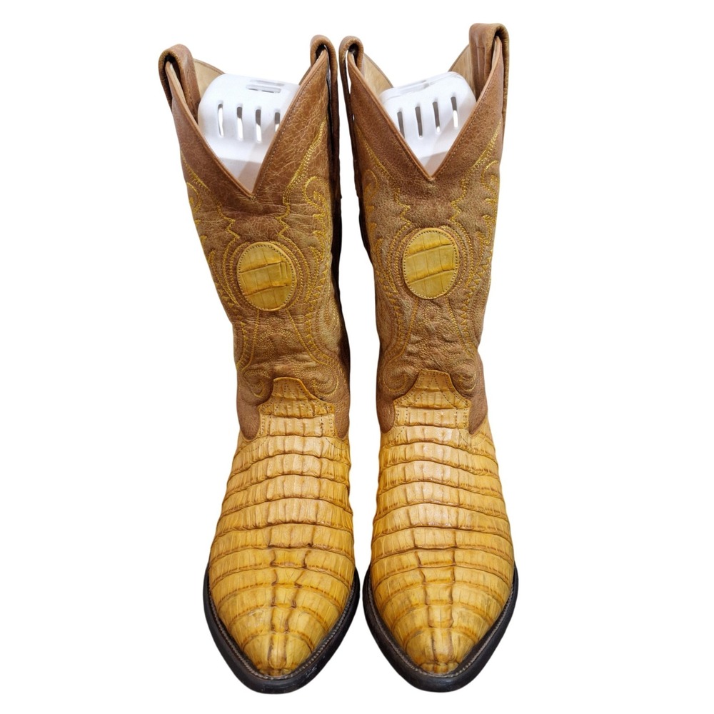 Cuadra Horn Back Crocodile Tan Western Cowboy Boots Men's Size 8 Women's Size 10